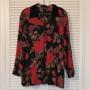 Velvet accented blouse
